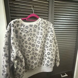 Old Navy Gray and Cream Fuzzy Sweater